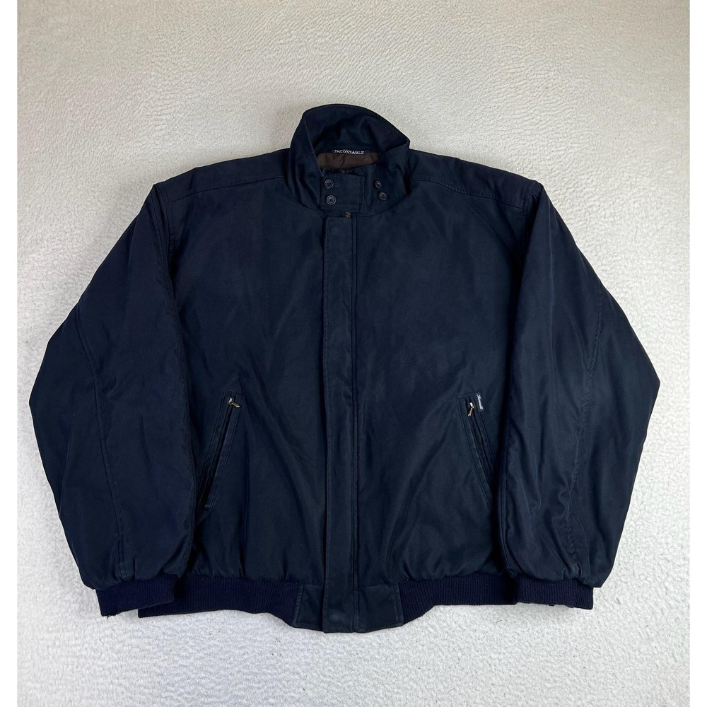 Faconnable Jacket Mens XL Blue Microfiber Bomber Water Resistant Full Zip Lined